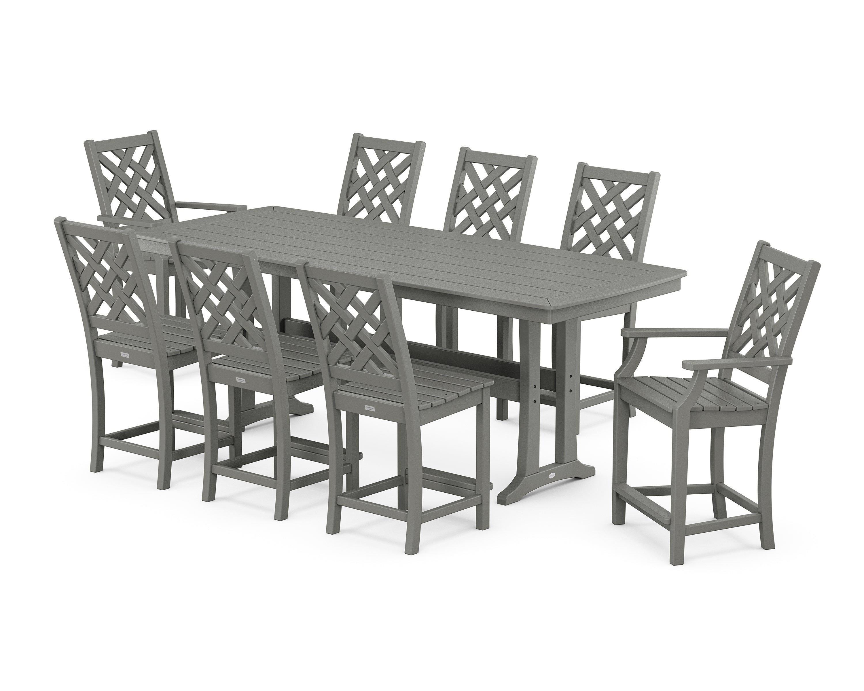 Country Living Wovendale 9-Piece Counter Set with Trestle Legs in Slate Grey