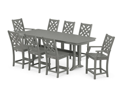 Country Living Wovendale 9-Piece Counter Set with Trestle Legs in Slate Grey