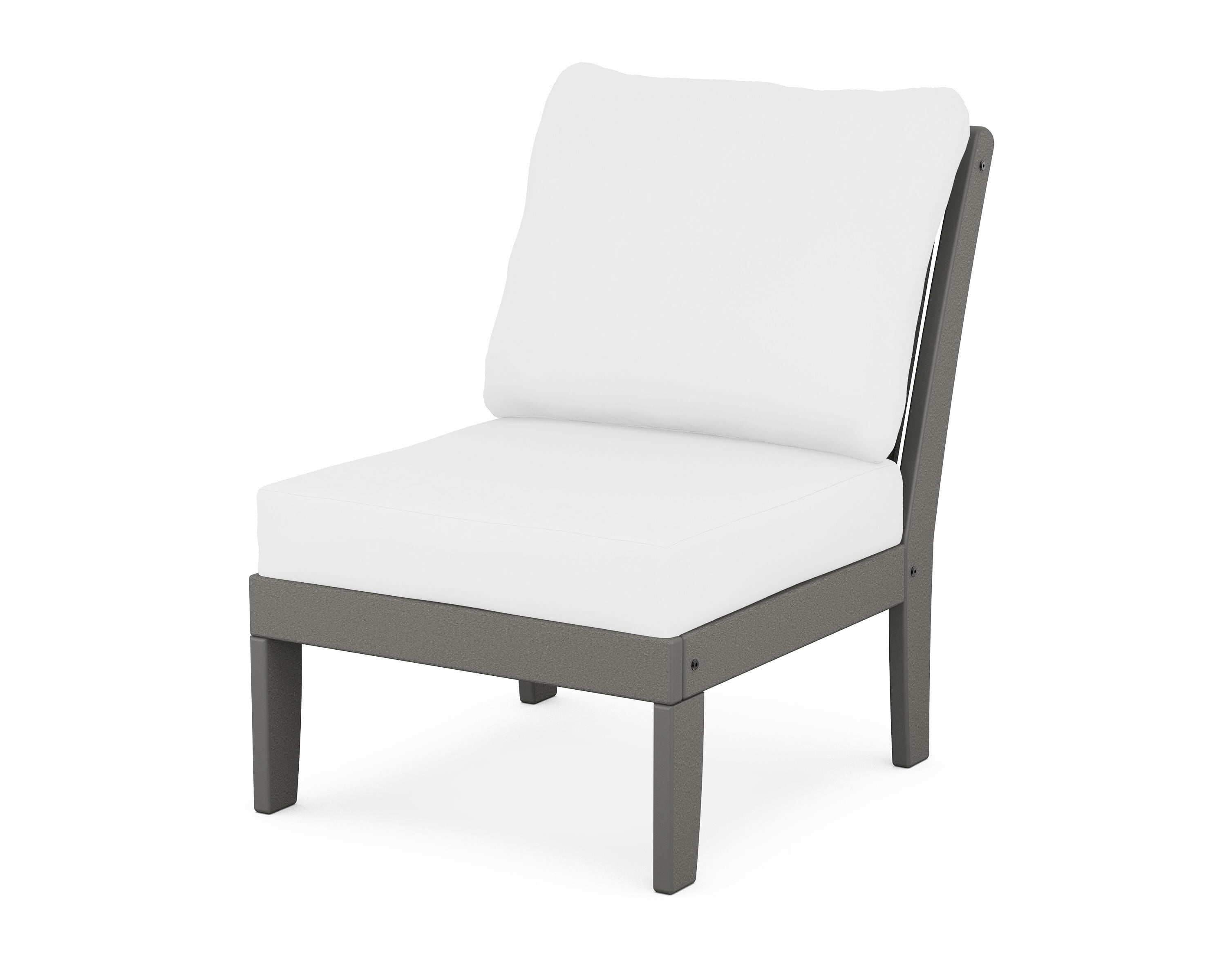 POLYWOOD® Braxton Modular Armless Chair in Slate Grey / Natural