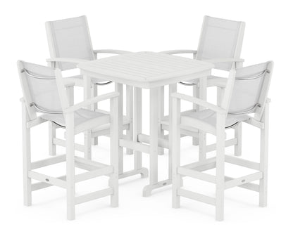 POLYWOOD® Coastal 5-Piece Bar Set in White / White Sling