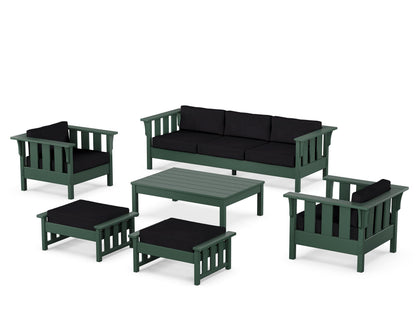 Martha Stewart by POLYWOOD® Acadia 6-Piece Lounge Sofa Set in Green / Midnight Linen