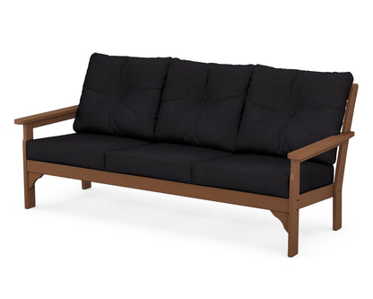 POLYWOOD® Vineyard Deep Seating Sofa in Teak / Midnight Linen