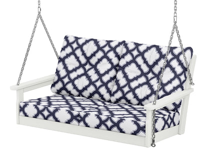 POLYWOOD® Vineyard Deep Seating Swing in Vintage White / Trellis Navy