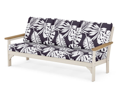 POLYWOOD® Vineyard Deep Seating Sofa in Sand / Natural / Leaf Navy