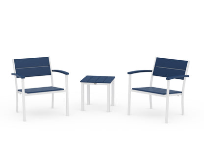 POLYWOOD® Main Street 3-Piece Lounge Chair Set in White / Navy