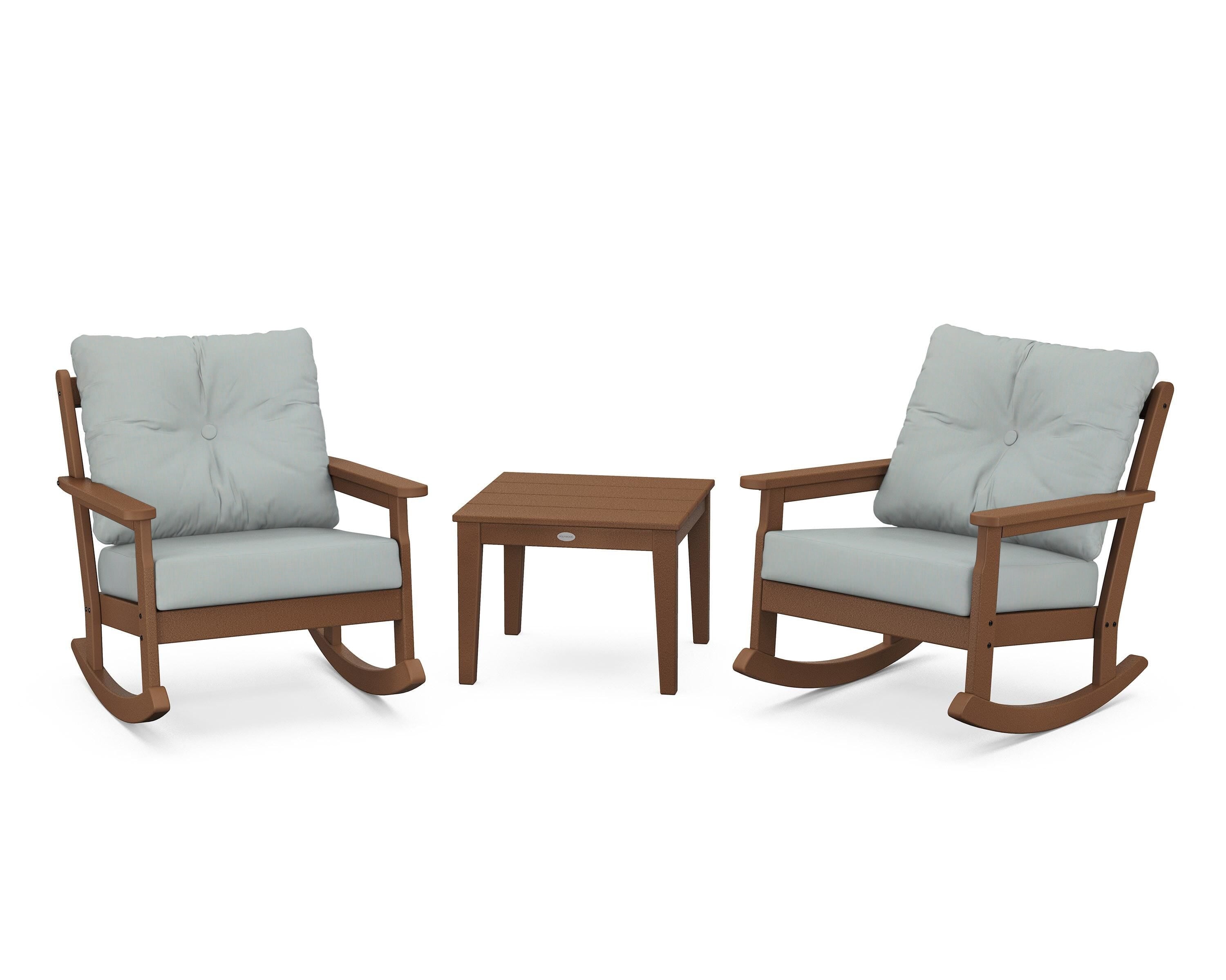 POLYWOOD® Vineyard 3-Piece Deep Seating Rocker Set in Teak / Spa