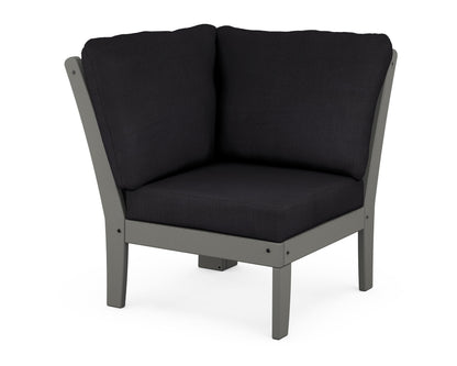 POLYWOOD® Braxton Modular Corner Chair in Slate Grey / Midnight Linen