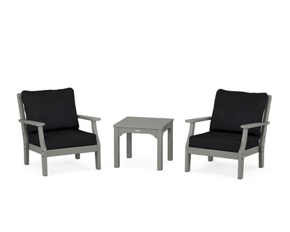 Martha Stewart by POLYWOOD® Chinoiserie 3-Piece Deep Seating Set in Slate Grey / Midnight Linen