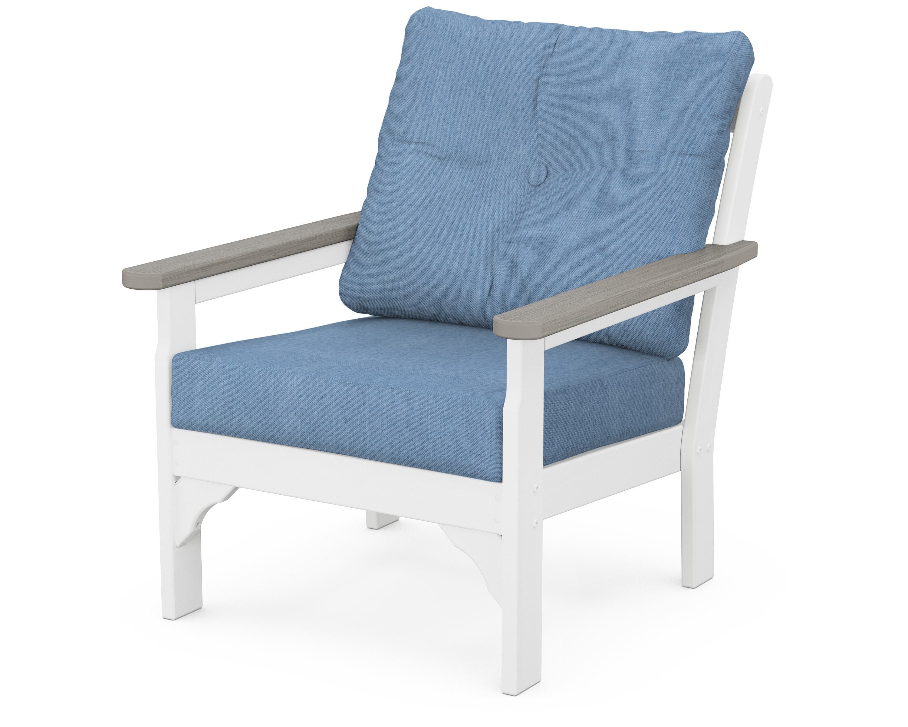 POLYWOOD® Vineyard Deep Seating Chair in White / Driftwood / Sky Blue