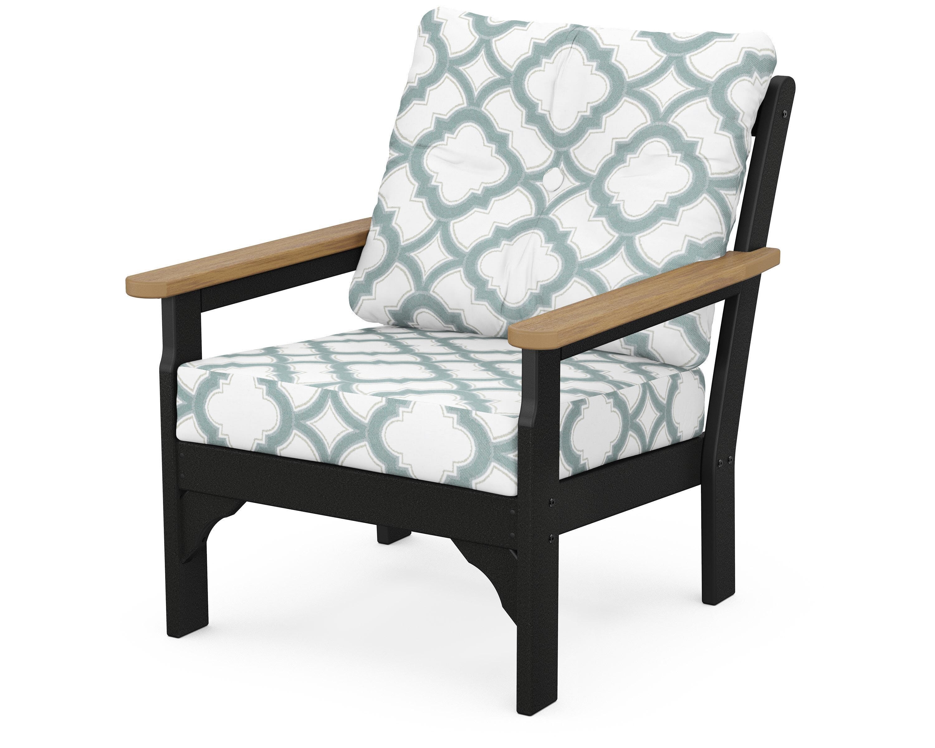 POLYWOOD® Vineyard Deep Seating Chair in Black / Natural / Trellis Glacier Spa