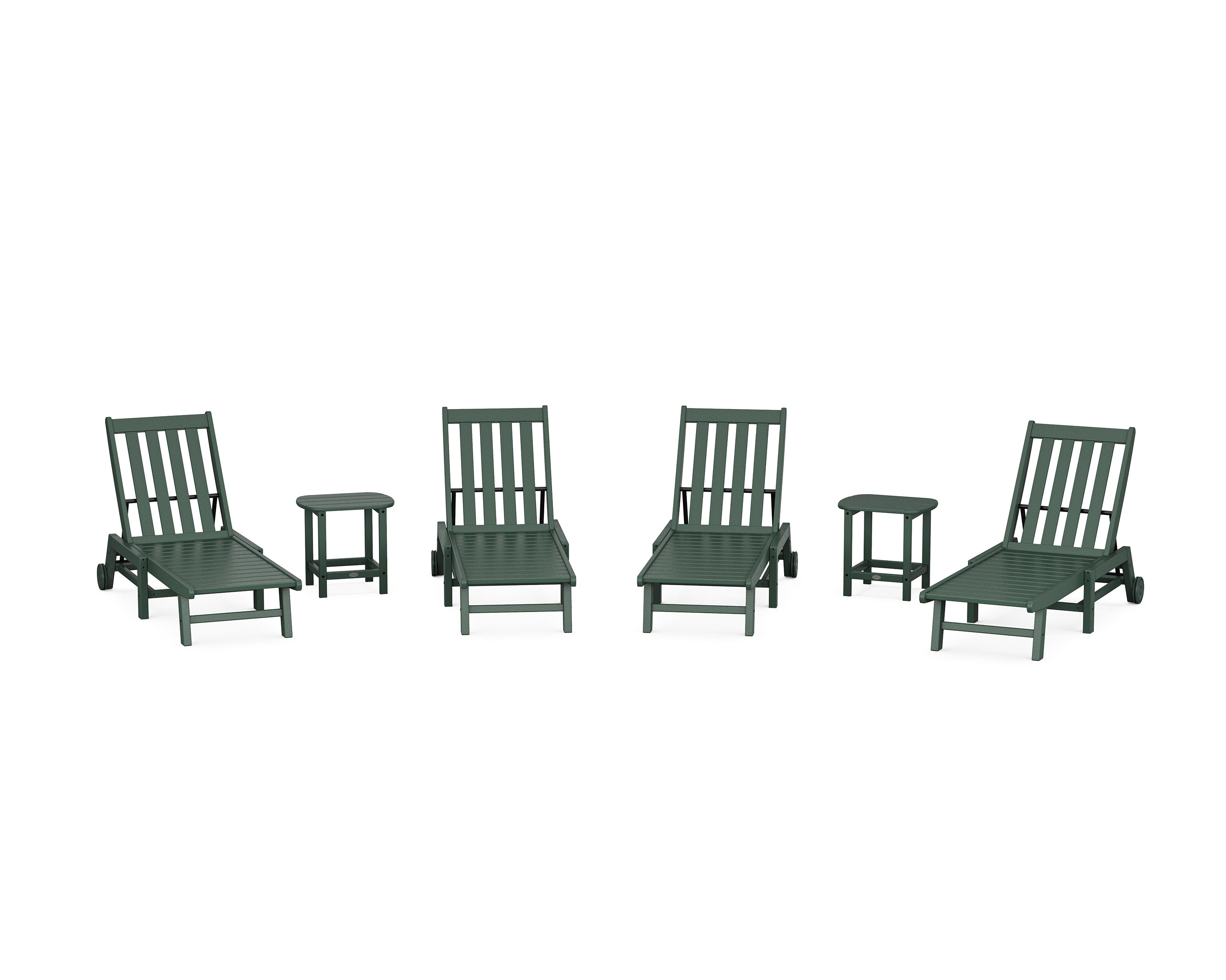 POLYWOOD® Vineyard 6-Piece Chaise with Wheels Set in Green