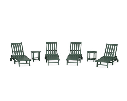 POLYWOOD® Vineyard 6-Piece Chaise with Wheels Set in Green