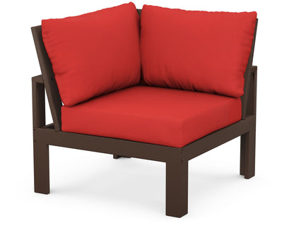 Unbranded Modular Corner Chair in Mahogany / Crimson Linen