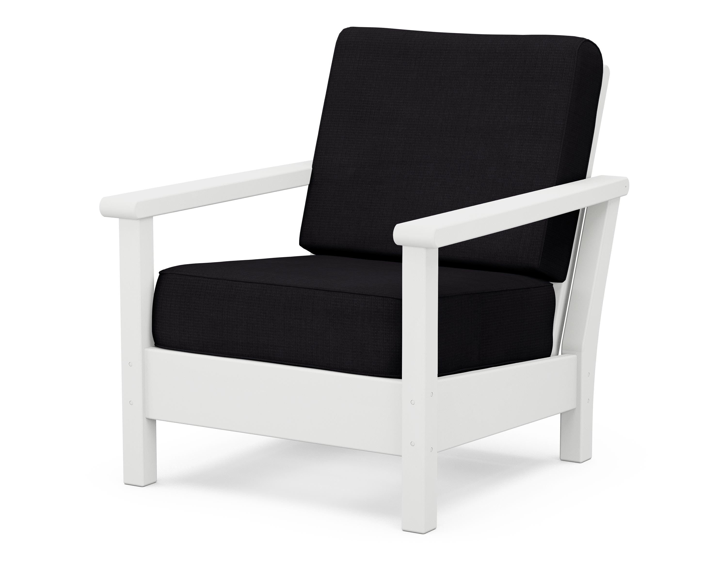 POLYWOOD® Harbour Deep Seating Chair in White / Midnight Linen