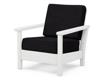 POLYWOOD® Harbour Deep Seating Chair in White / Midnight Linen