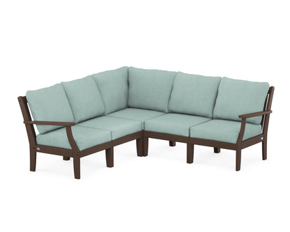 POLYWOOD® Braxton Modular 5-Piece Deep Seating Set in Mahogany / Glacier Spa