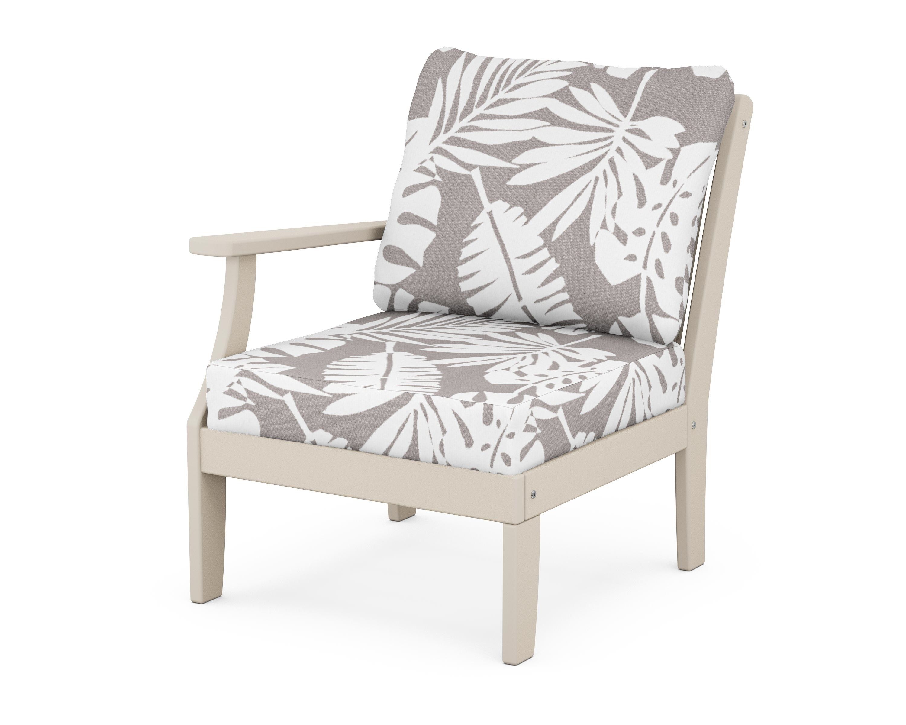 POLYWOOD® Braxton Modular Left Arm Chair in Sand / Leaf Grey Mist