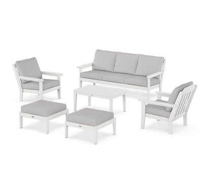 Country Living Cottage 6-Piece Lounge Sofa Set in White / Granite