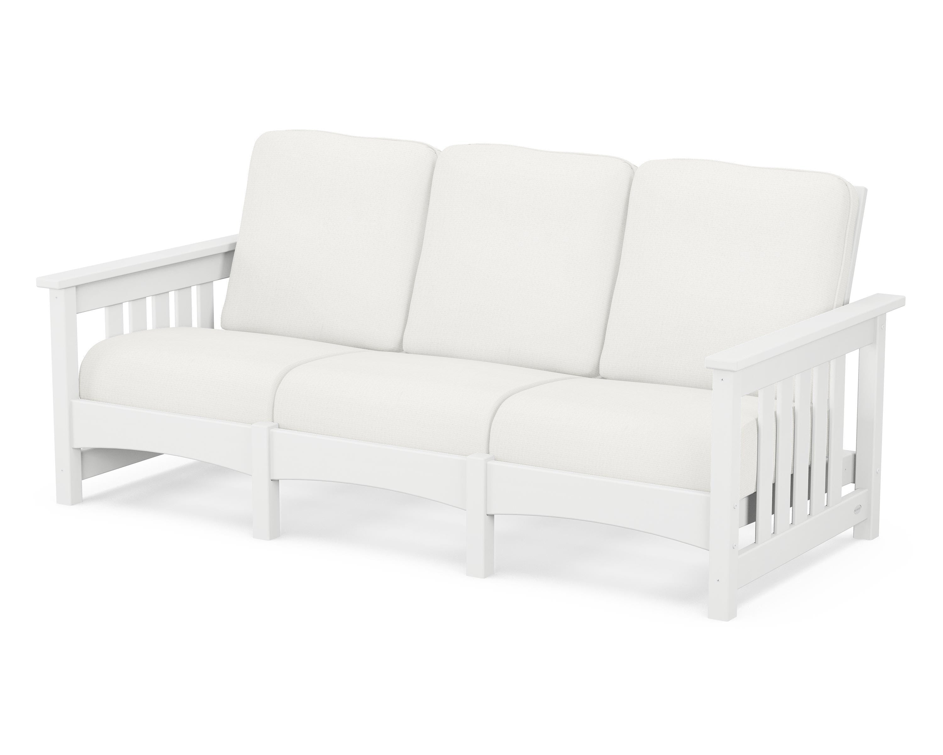 POLYWOOD® Club Mission Sofa in White / Natural Linen