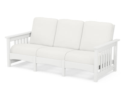 POLYWOOD® Club Mission Sofa in White / Natural Linen
