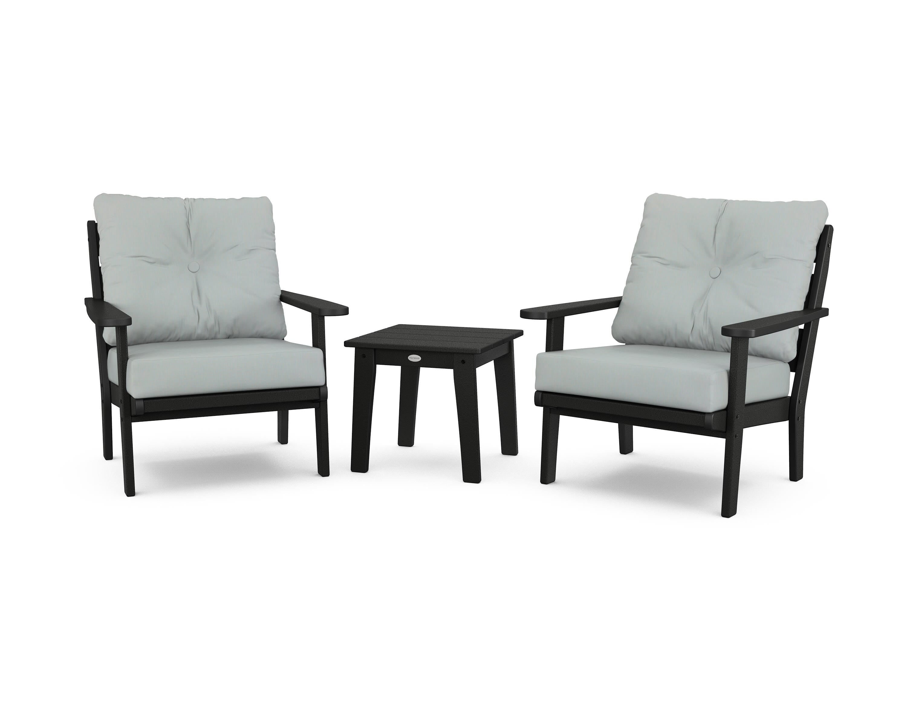POLYWOOD® Lakeside 3-Piece Deep Seating Chair Set in Black / Spa