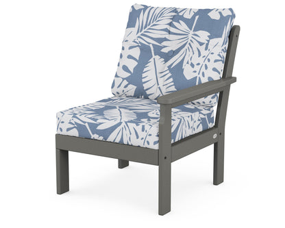 POLYWOOD® Vineyard Modular Right Arm Chair in Slate Grey / Leaf Sky Blue