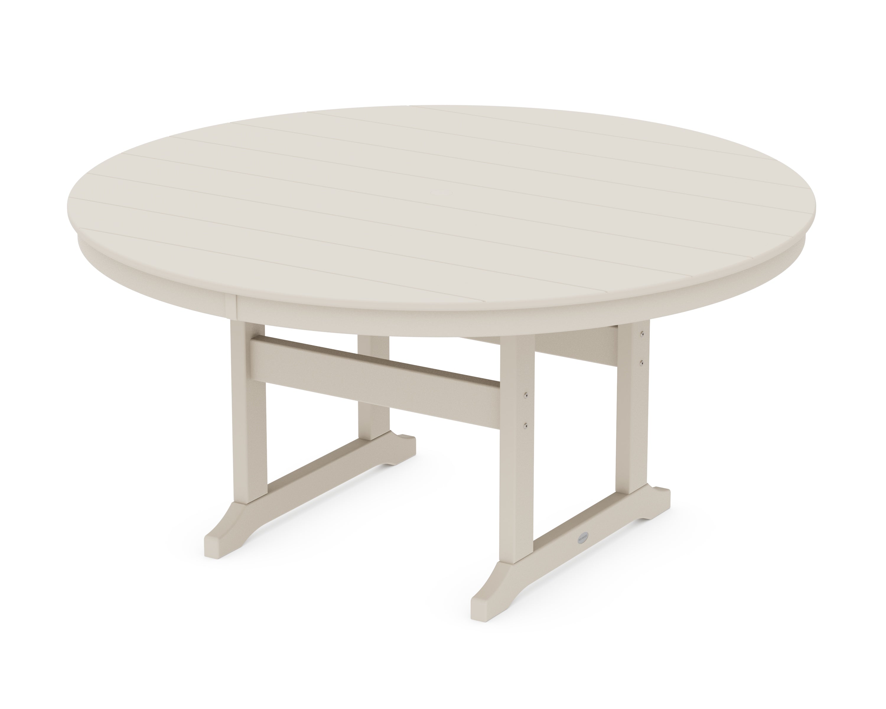 POLYWOOD® 60" Round Farmhouse Dining Table in Sand
