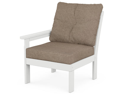POLYWOOD® Vineyard Modular Left Arm Chair in White / Spiced Burlap