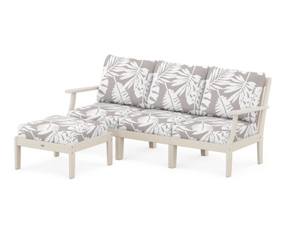 POLYWOOD® Braxton Modular 4-Piece Deep Seating Set with Ottoman in Sand / Leaf Grey Mist