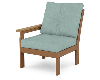 POLYWOOD® Vineyard Modular Left Arm Chair in Teak / Natural / Glacier Spa