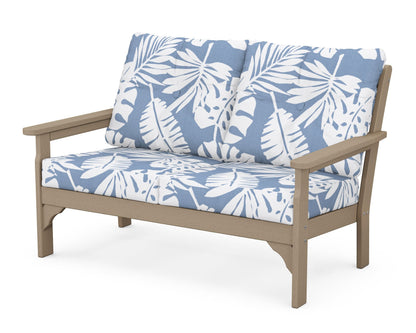 POLYWOOD® Vineyard Deep Seating Loveseat in Vintage Sahara / Leaf Sky Blue