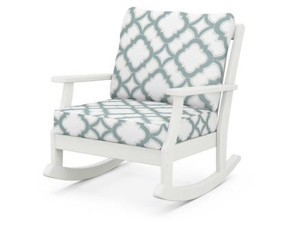POLYWOOD® Braxton Deep Seating Rocking Chair in Vintage White / Trellis Glacier Spa