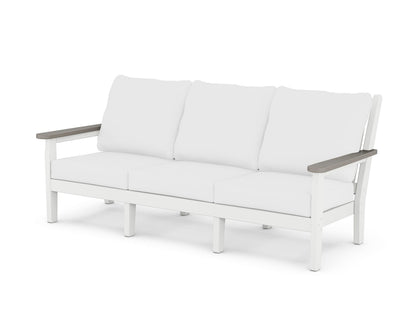 POLYWOOD® Chippendale Deep Seating Sofa in White / Driftwood / Natural
