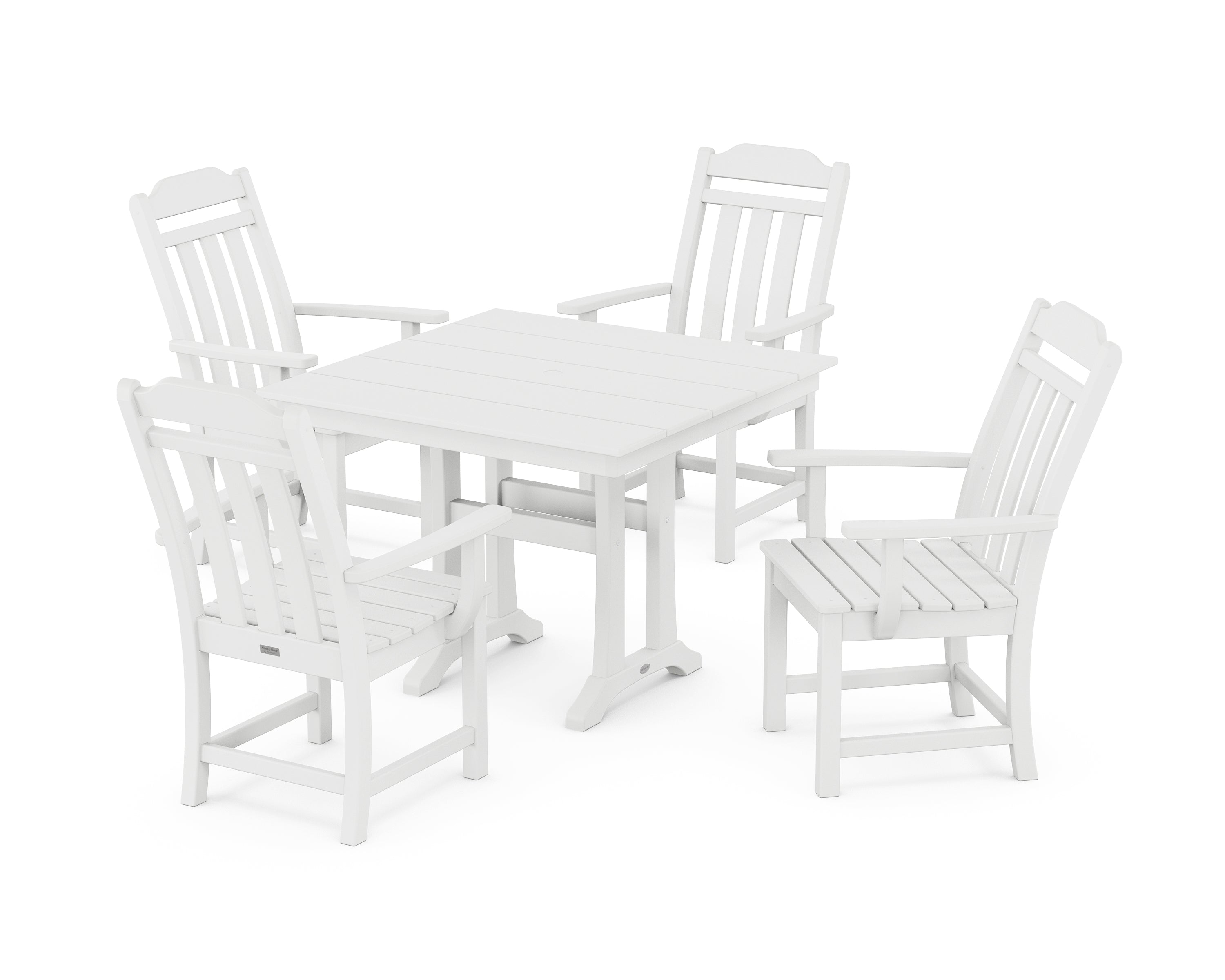 Country Living Cottage 5-Piece Farmhouse Dining Set with Trestle Legs in White