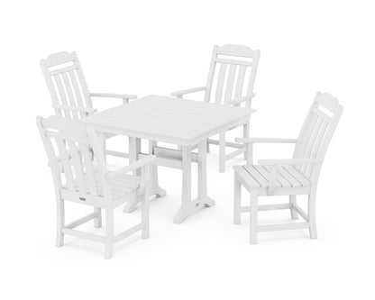 Country Living Cottage 5-Piece Farmhouse Dining Set with Trestle Legs in White