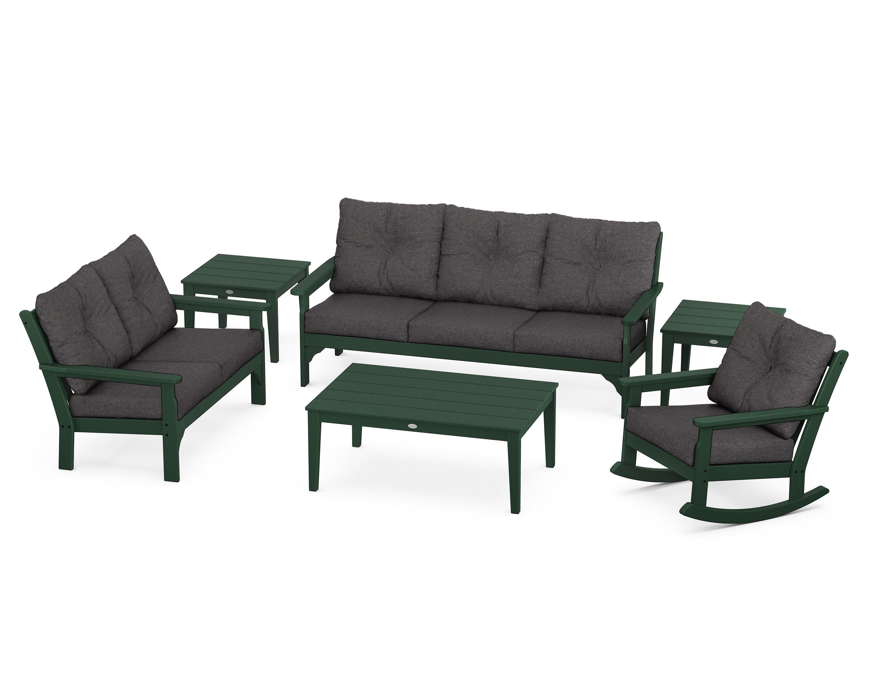 POLYWOOD® Vineyard 6-Piece Deep Seating Set in Green / Ash Charcoal