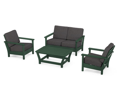 POLYWOOD® Harbour 4-Piece Deep Seating Set in Green / Ash Charcoal