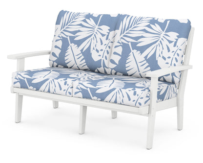 POLYWOOD® Grant Park Deep Seating Loveseat in White / Leaf Sky Blue