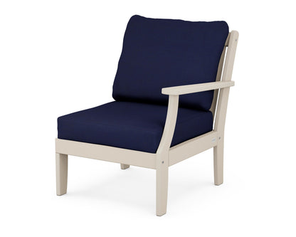 POLYWOOD® Braxton Modular Right Arm Chair in Sand / Navy