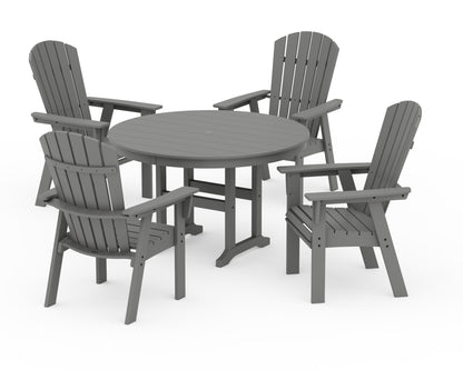 POLYWOOD® Nautical Adirondack 5-Piece Round Farmhouse Dining Set in Slate Grey