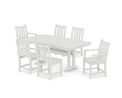 POLYWOOD® Traditional Garden 7-Piece Dining Set with Trestle Legs in White