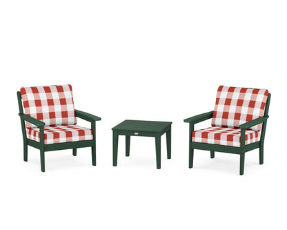 Country Living Cottage 3-Piece Deep Seating Set in Green / Buffalo Plaid Crimson