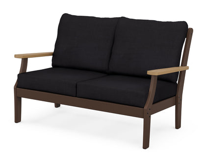 POLYWOOD® Braxton Deep Seating Loveseat in Mahogany / Natural / Midnight Linen