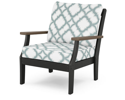 POLYWOOD® Braxton Deep Seating Chair in Black / Kona / Trellis Glacier Spa