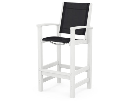 POLYWOOD® Coastal Bar Chair in White / Black Sling