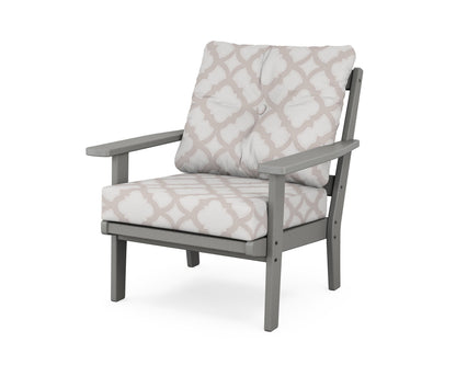 POLYWOOD® Oxford Deep Seating Chair in Slate Grey / Trellis Dune Burlap