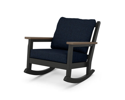 POLYWOOD® Chippendale Deep Seating Rocking Chair in Black / Kona / Marine Indigo