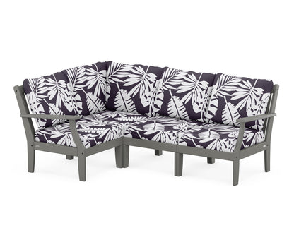POLYWOOD® Braxton Modular 4-Piece Deep Seating Set in Slate Grey / Leaf Navy