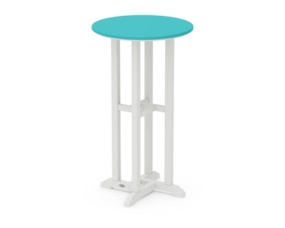 POLYWOOD® Contempo 24" Round Bar Table in White / Aruba