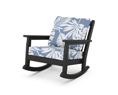POLYWOOD® Chippendale Deep Seating Rocking Chair in Black / Leaf Sky Blue